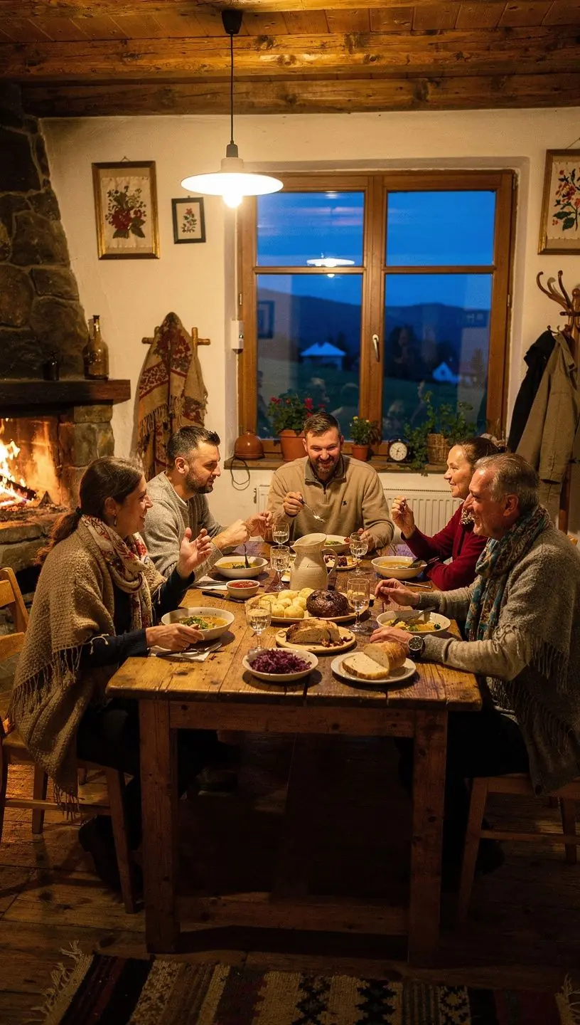 Tourists exploring a charming Slovak village while traveling along a loop route.